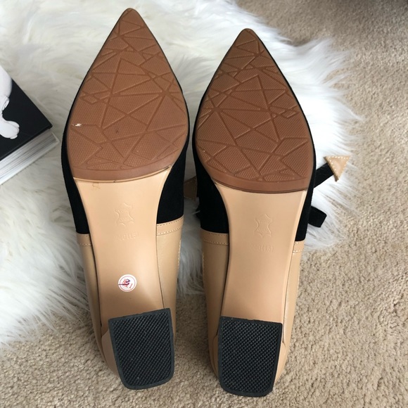 Leather Suede Bow Tie Mid Heel - Picture 4 of 8